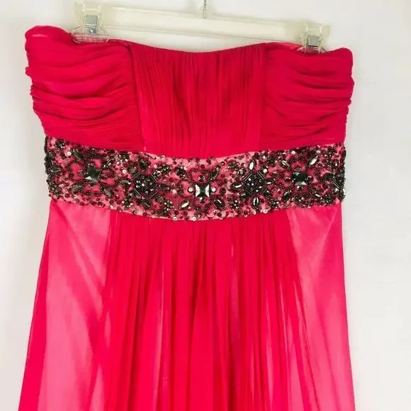 Adrianna Papell Prom Dress Gown Women's 8 Jeweled Beaded Strapless Long Formal - Picture 1 of 11